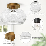 Gold Globe Glass Ceiling Light Modern Semi Flush Mount Fixture for Hallway Bedroom