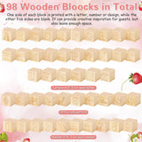 136 Pcs Baby Shower Blocks To Decorate Game Kit Includes 98 Wooden Blocks, 36 Markers, 1 Game Sign, 1 Storage Box For Baby Shower Gender Reveal Activity Party Decorations(Strawberry)
