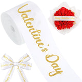 10 Yards Happy Valentine'S Day Ribbon Glitter White Gold Heart Ribbon Craft For Hair Bow Wreath Crafts Gift Wrapping Flower Bouquet Anniversary Wedding Decor Birthday Party Supply(2 Inch)