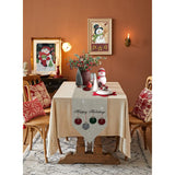 Christmas Theme Table Runners Cotton Linen Farmhouse Rustic Ornaments Plaid Balls Non-Slip Party Decorations Dresser Scarf For Kitchen ,Home ,Dining Table ,Outdoor,13X70 Inches Long Happy Holidays
