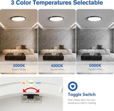 6 Pack 12 Inch Dimmable LED Flush Mount Ceiling Lights 24W 2640LM Black