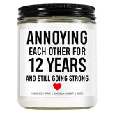 Funny Scented Candle, 12 Year Anniversary, Gifts For Him, Her, 12Th Anniversary, Gifts For Men, Women, Husband, Wife, Couple - 12 Year Wedding Anniv. Silk Or Linen Presents - 9 Oz