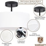 13 Inch Black Semi Flush Mount Ceiling Light Modern 3 Light Fixture