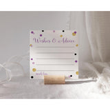 Purple And Gold Advice Cards (25 Pack) Fun Bridal Shower Activity - Best Wishes For New Parents - Unique Advice Alternative For Graduations, Birthdays & Time Capsules - 4X4 Cards