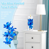 24 Pieces Orchid Faux Flowers Floating Candles Centerpiece Wedding Table Centerpieces Vase Fillers Filling For Wedding Birthday Party Table Decorations (Sky Blue)