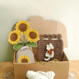 Crochet Flowers Pot Artifical Sunflower For Office Desk Car Dashboard Decor Emotional Support Flowers Gifts For Teacher Women Student Handmade Knitted Flowers Birthday Christmas Party Home