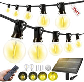 100FT Solar G40 String Lights Waterproof Shatterproof Patio Lights with Remote Control
