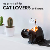 Kisa Cat Candle With Skeleton Inside, Black, 20 To 25 Hour Burn, 6.7 X 2.9 X 4.5 In Sculptural Geometric Kitty And Creepy Cute Décor, Unique Melting Christmas Gift For Cat Lovers