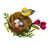 -Easter Artificial Nest Natural Bird Nest Kit Includes Artificial Twig Nest, Fake Foam Feather Birds, Foam Eggs Ornaments For Crafts Home Party Decor