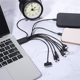 10 in 1 Universal Multi Charging Cable USB Charger Cord with 10 Connectors for Phones Tablets MP3 MP4