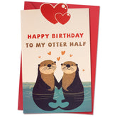 Happy Birthday Gifts Cards For Husband Wife Fiance Boyfriend Girlfriend, Funny Birthday Card With Stickers For Men Women Him Her, Cute Otter Gifts