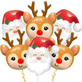 6Pcs Santa Claus Reindeer Elk Foil Balloons For Christmas Party Decorations, Reindeer Christmas Decoration