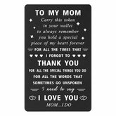 Mom Christmas Card From Daughter Son, I Love You Mom Birthday Card For Her, Thank You Mothers Day Gift, Metal Engraved Wallet Card