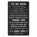 Mom Christmas Card From Daughter Son, I Love You Mom Birthday Card For Her, Thank You Mothers Day Gift, Metal Engraved Wallet Card
