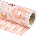 Jumbo Reversible Baby Girl Wrapping Paper - 30 Inch X 100 Feet Jumbo Roll - Baby Girl And Stripe Design For Baby Shower, Birthday, Party, Holiday