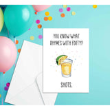 Funny 40Th Birthday Card For Women And Men, Funny 40Th Birthday Gift For Sister, Best Friend, Daughter, Aunt, Turning 40Th Happy Birthday Greeting Card For Her Him (Shots)