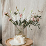8Pcs White Snapdragon Artificial Flowers Delphinium Artificial Silk Flowers Long Stem Hyacinth Fake Flowers For Wedding Home Outdoor Party Floral Arrangement Centerpiece Table Decoration (White)