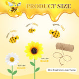 166 Pcs Artificial Sunflower Heads Tiny Bees Craft Decoration Fake Faux Silk Daisy Decoration Fabric Daisy Flower Head With Jute Rope For Party Wedding Diy Decor(Yellow And White,Single Size)