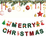 Merry Christmas Banner,Pre-Strung Red Green Buffalo Plaid Christmas Banner, Gingerbread Xmas Tree Garland Sign For Christmas Party Decorations,Indoor,Home, Office,Fireplace,Wall,Windows,Holiday Decor