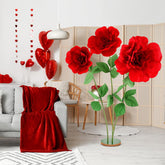 1 Set 4.5 Ft Valentine'S Day Giant Artificial Flowers Giant Rose For Valentines Decorations Huge Flannel Flower With Standing Base Creative Gift For Window Reception Banquet Ceremony (Red)