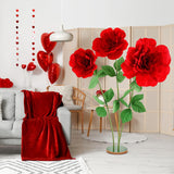 1 Set 4.5 Ft Valentine'S Day Giant Artificial Flowers Giant Rose For Valentines Decorations Huge Flannel Flower With Standing Base Creative Gift For Window Reception Banquet Ceremony (Red)