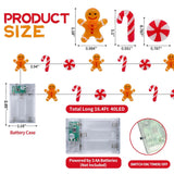 Christmas Gingerbread Decorations, 16Ft 40Led Candy Cane Christmas Fairy Lights Battery Operated, Xmas Gingerbread Man S