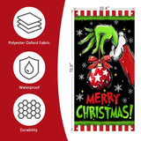 Merry Christmas Green Black Decorative Front Door Cover, Xmas Ball Snowflake Banner Background Decoration, Funny Winter Holiday Indoor Outdoor Home Decor 3 X 6 Ft