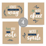 Encouraging Kraft Look Greeting Cards / 12 Friendship Note Card Pack With White Envelopes / 5" X 7" All Occasion Cards / 4 Modern Faux Brown Kraft Card Designs/Made In The Usa