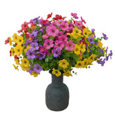 12 Bundles Plastic Artificial Flowers For Outdoors Faux Plants, Uv Resistant Artificial Outdoor Flowers Fake Plants Silk Flowers For Outside, Spring Porch Decor Yard Garden Planters Pots