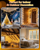 100 LED Star String Lights 33FT Plug In Warm White Waterproof Fairy Lights for Bedroom Indoor Outdoor Wedding Party Christmas Tree New Year Ramadan Decor