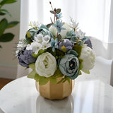 Artificial Flowers In Vase,Faux Hydrangea Rose Flower Arrangements For Home Office Decoration, Dining Table Centerpiece