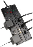 Home Theater Surge Protector Power Strip 12 Outlets 8FT Flat Plug Extension Cord 2880J TV Ethernet Protection