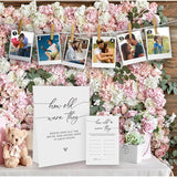 Minimalist How Old Were The Bride And Groom Game, Guessing The Age Photo Game, Modern Bridal Shower Wedding Shower Games (1 Sign And 30 Cards)-Bng06