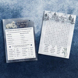 Polar Bear Winter Baby Shower Party Games - Who Knows Mommy Best And Word Search (2 Game Bundle) - 20 Cards, Baby It'S Cold Outside