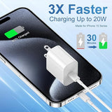 20W USB C Fast Charger with 10FT USB C to USB C Cable for iPhone 17 16 15 iPad AirPods