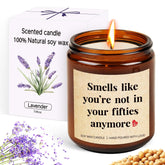 50Th Birthday Candle Gifts - Lavender Scented Soy Candle - Handmade 50Th Birthday Decorations For Women Men, 1975 Birthday Gift Ideas For Her, Mom, Friends