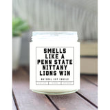 Smells Like A Penn State Nittany Lions Win - Scented Soy Wax Candle (8.0 Oz) 50-60 Hour Burn Time, Cotton Wick, Frosted White Glass Jar (Vanilla)