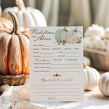 Pumpkins Prediction And Advice Cards - Pack Of 25 - Little Pumpkin Baby Shower Games, New Parents, Mom & Dad To Be, Mommy & Daddy Message, Couples Coed Shower Activity Keepsake Book Fall G332-Pdav