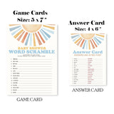 Sunshine Fill In Baby Shower Game Cards - Here Comes The Son - Word Scramble Game For Boys - Baby Announcement Gender Reveal Party Activities For New Parents To Be