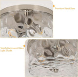 2 Light Farmhouse Flush Mount Ceiling Light with Bubble Glass Kitchen Island Fixture