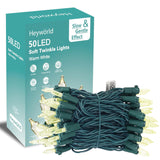 Soft Twinkle Lights, 50 Led Slow Twinkling Christmas Lights On Green Wire Cord, Ul Approved 14.58 Ft, Connect Up To 50 S