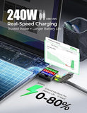 240W 4 in 1 USB C to Lightning Charging Cable 6.6FT USB A USB C Fast Charger for iPhone MacBook Samsung PS5