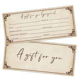 Vintage Gift Certificates For Business, For Spa Salon Restaurants Wedding Bridal Customer Custom Client Vouchers Coupon Birthday Christmas, 25 Pcs Blank Gift Cards -004