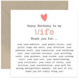 Romantic Birthday Card For Wife - Special Keepsake Gift For Her On Bday - Thank You For Being You- Cute Fun Design - Love You - Blank Inside