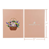 Floral Basket Flower Pop Up Greeting Card For Birthday, Thank You Valentines, Mothers Day, Graduation, Retirement, Thinking Of You, All Occasion (Mixed Flower Basket)