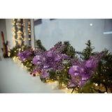 10 Packs Christmas Glitter Poinsettia Flowers Artificial Christmas Flowers Decorations Wedding Xmas Tree New Year Ornaments Xmas Garland Wreath Diy Decorations Supplies(Light Purple)