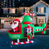 6.5Ft Inflatable Helicopter With Santa Outdoor Decoration, Christmas Blow Up Yard Decorations, Built-In Led Lights Infla