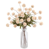 Beige Faux Kiku Flowers 8Pcs Artificial Chrysanthemum 20.47” Fake Mum Pom Pom Flowers For Wedding Centerpieces Party Silk Flowers For Home Decor Indoor