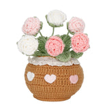 Knitting Crochet Flowers Potted Plants: Artificial Knitted Potted Flowers For Home Office Decoration