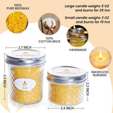 3Pcs Beeswax Candle In Glass, 3Oz,Over 21H Burn Time, Elegant And Natural Home Lighting,Unscented Beeswax-Raw
